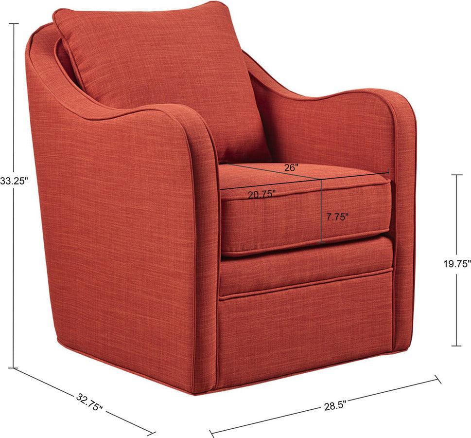 Olliix.com Accent Chairs - Brianne Slub Weave Wide Seat Swivel Arm Chair Orange