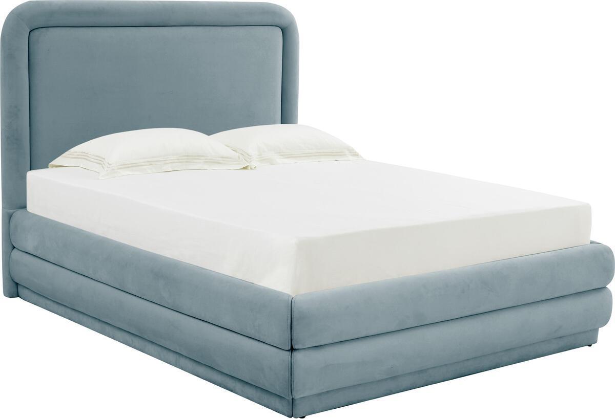 Tov Furniture Beds - Briella Bluestone Velvet Bed in King Bluestone