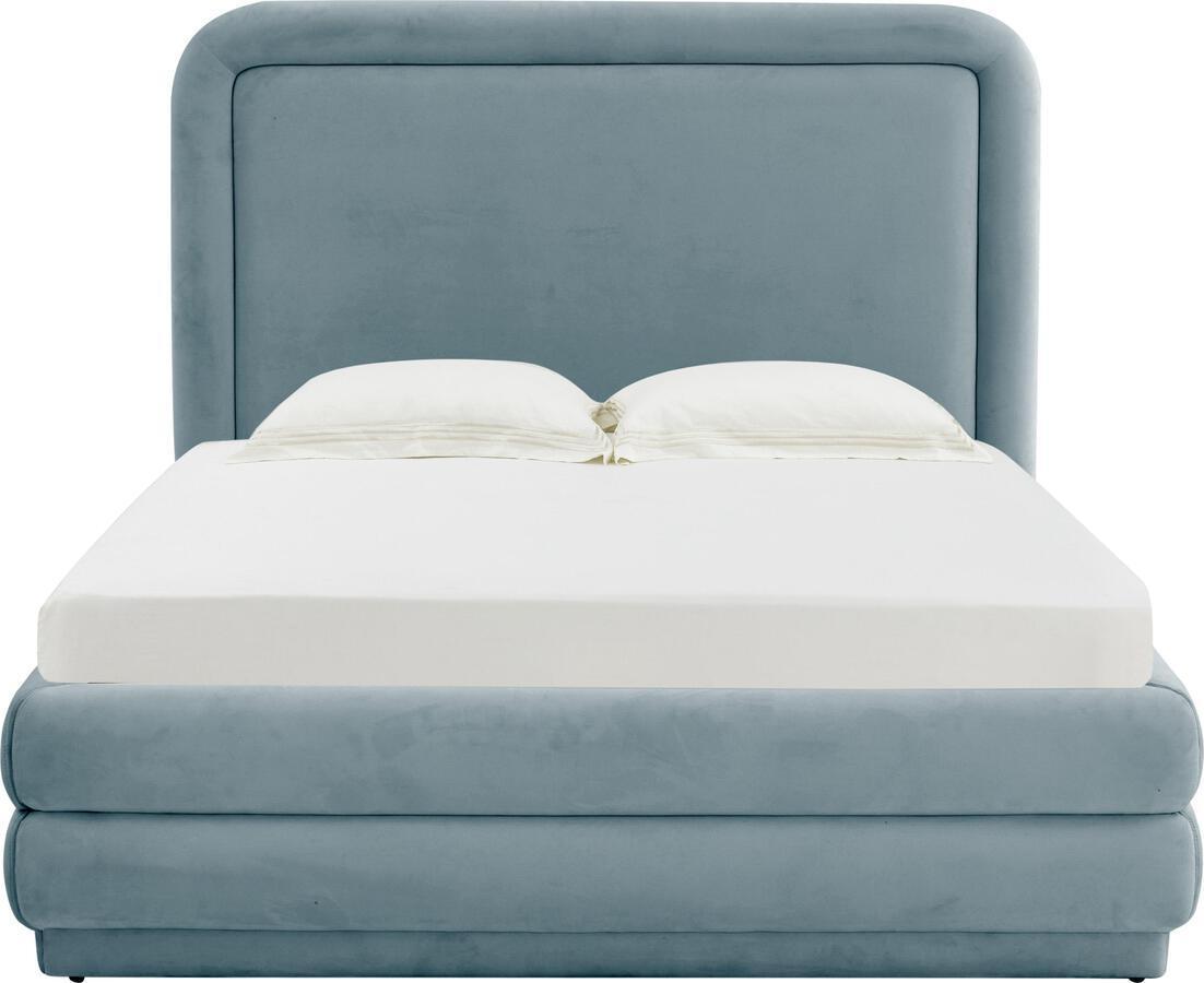 Tov Furniture Beds - Briella Bluestone Velvet Bed in King Bluestone