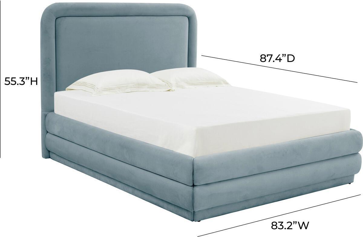 Tov Furniture Beds - Briella Bluestone Velvet Bed in King Bluestone