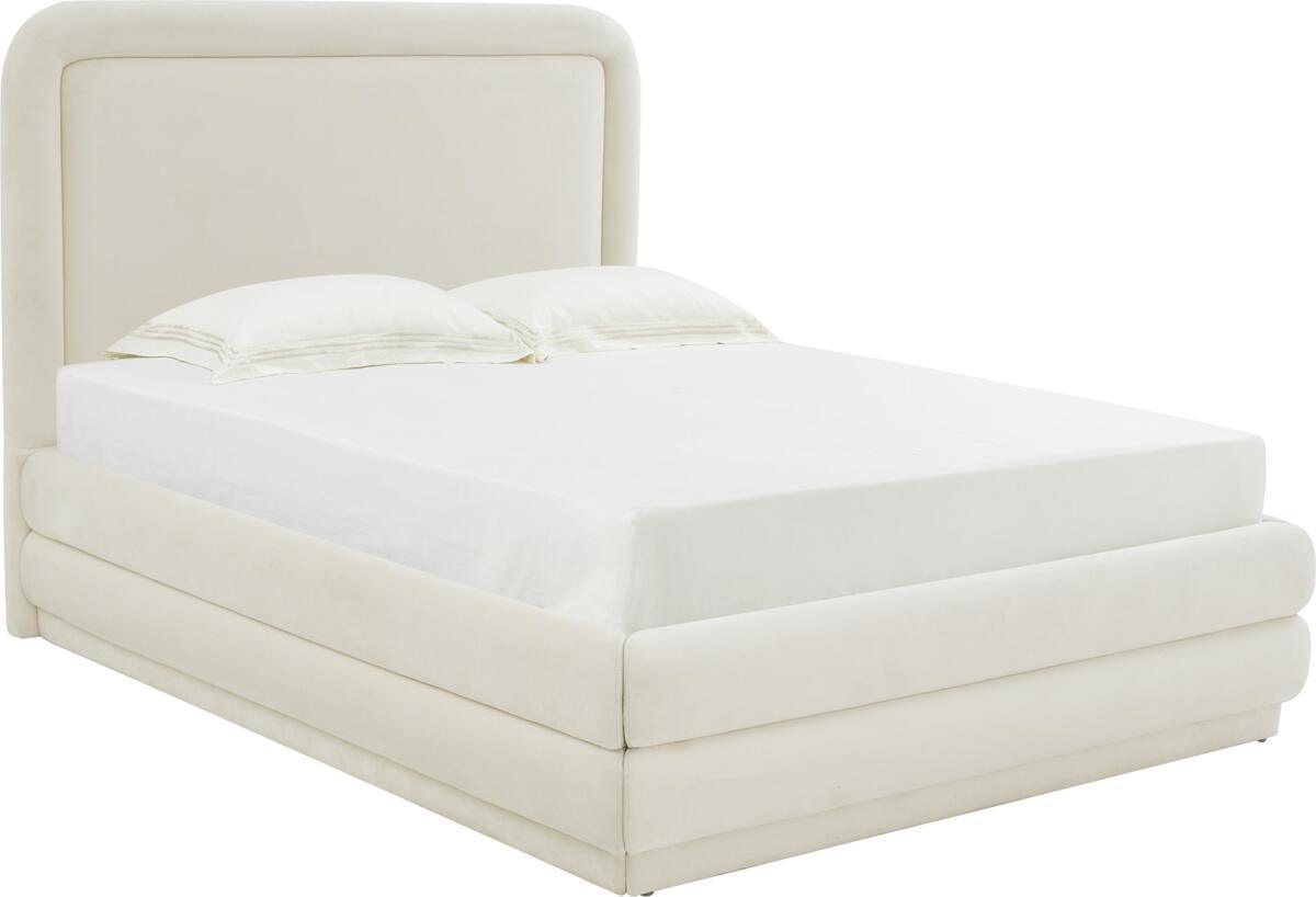 Tov Furniture Beds - Briella Cream Velvet Bed in Queen