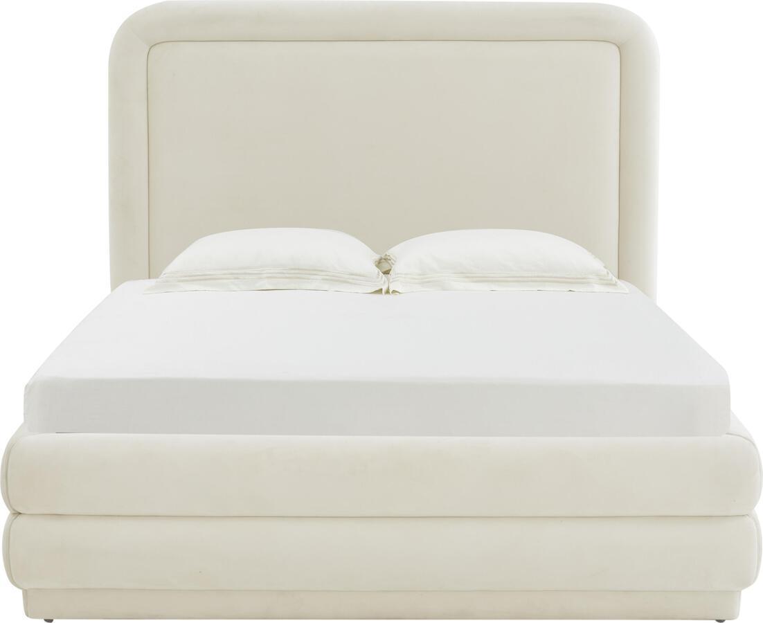 Tov Furniture Beds - Briella Cream Velvet Bed in Queen