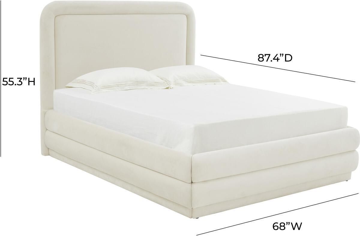 Tov Furniture Beds - Briella Cream Velvet Bed in Queen