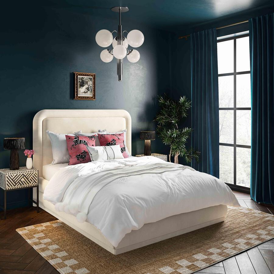Tov Furniture Beds - Briella Cream Velvet Bed in Queen