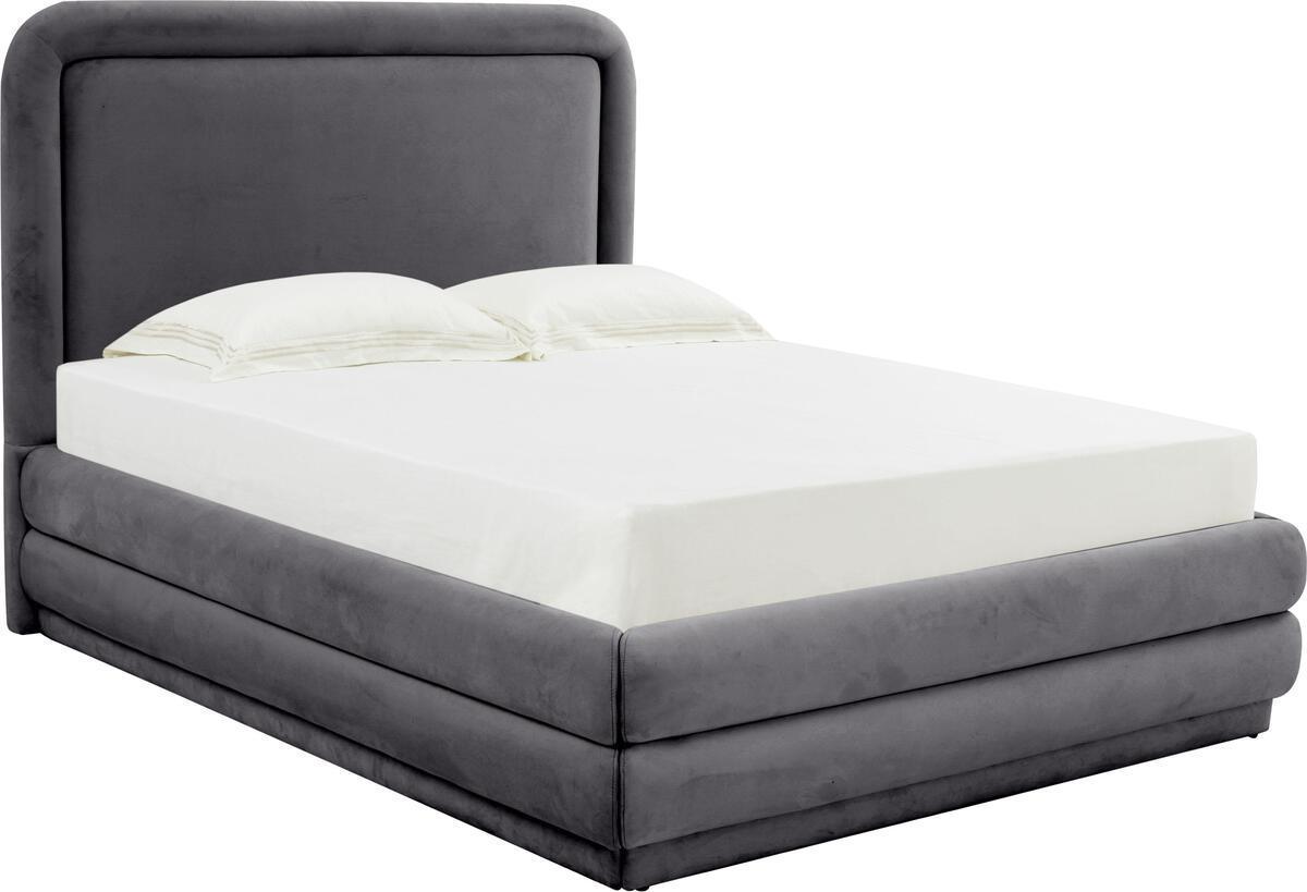 Tov Furniture Beds - Briella Dark Grey Velvet Bed in King Dark Grey