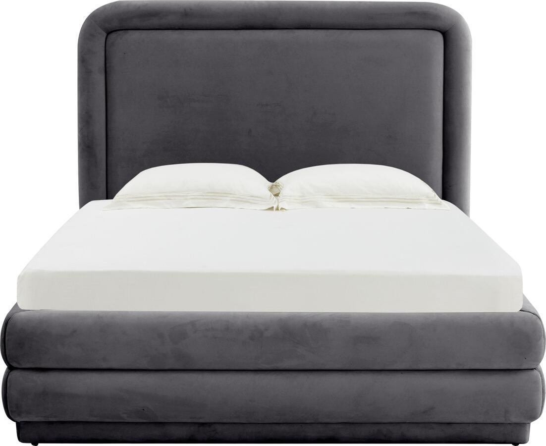 Tov Furniture Beds - Briella Dark Grey Velvet Bed in King Dark Grey