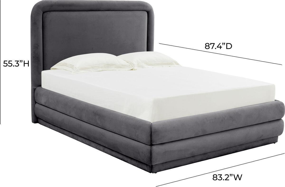 Tov Furniture Beds - Briella Dark Grey Velvet Bed in King Dark Grey