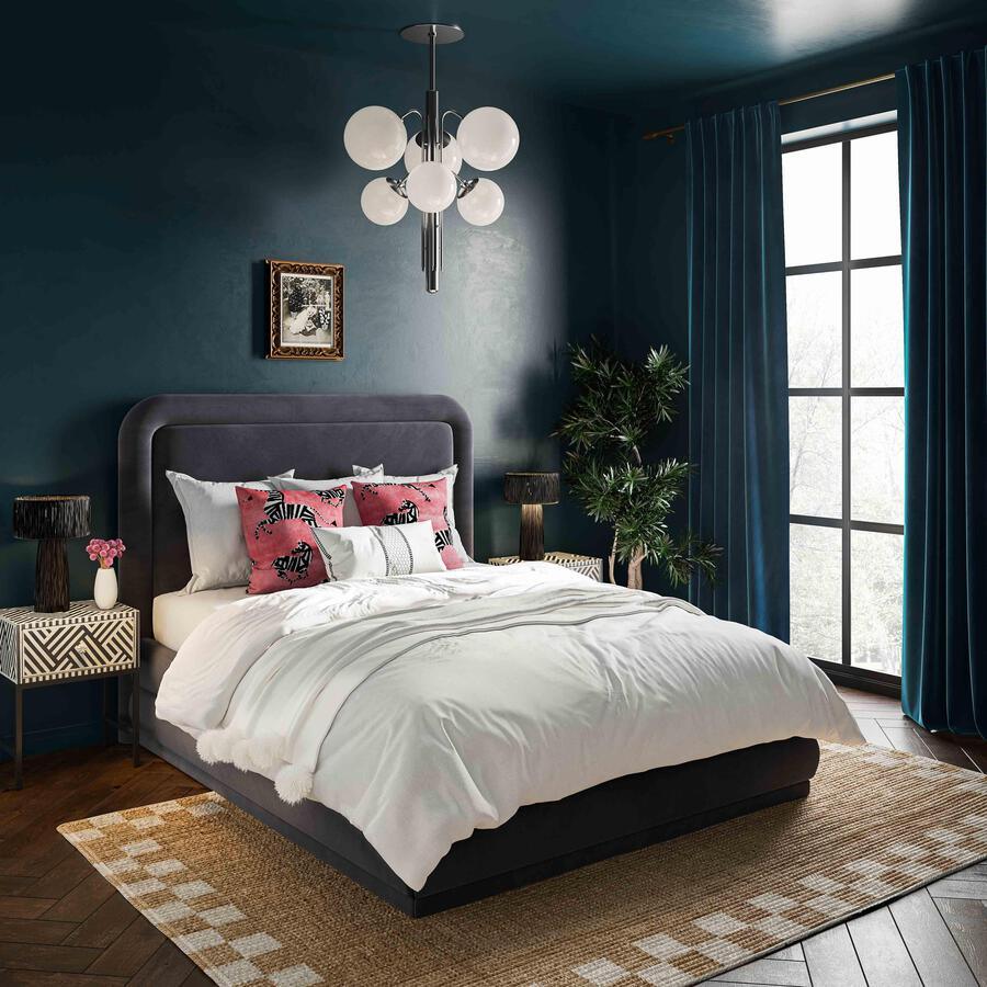 Tov Furniture Beds - Briella Dark Grey Velvet Bed in King Dark Grey