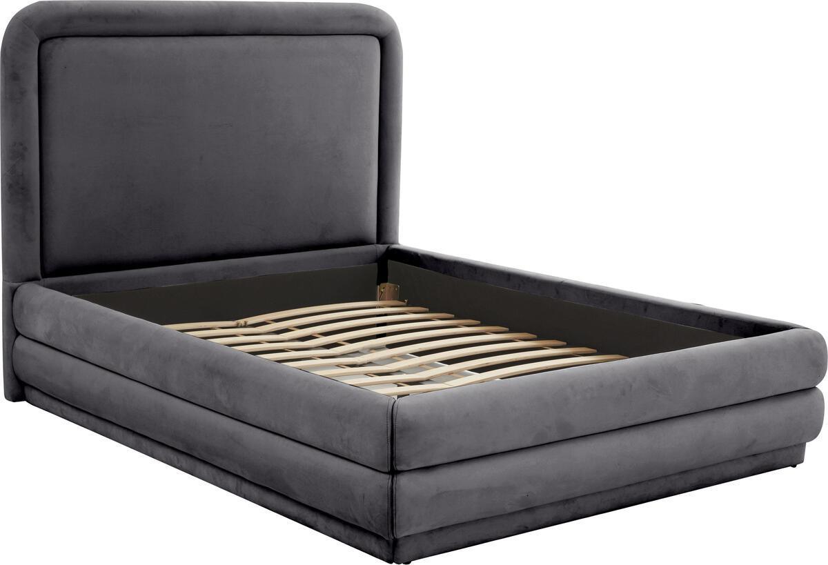 Tov Furniture Beds - Briella Dark Grey Velvet Bed in Queen