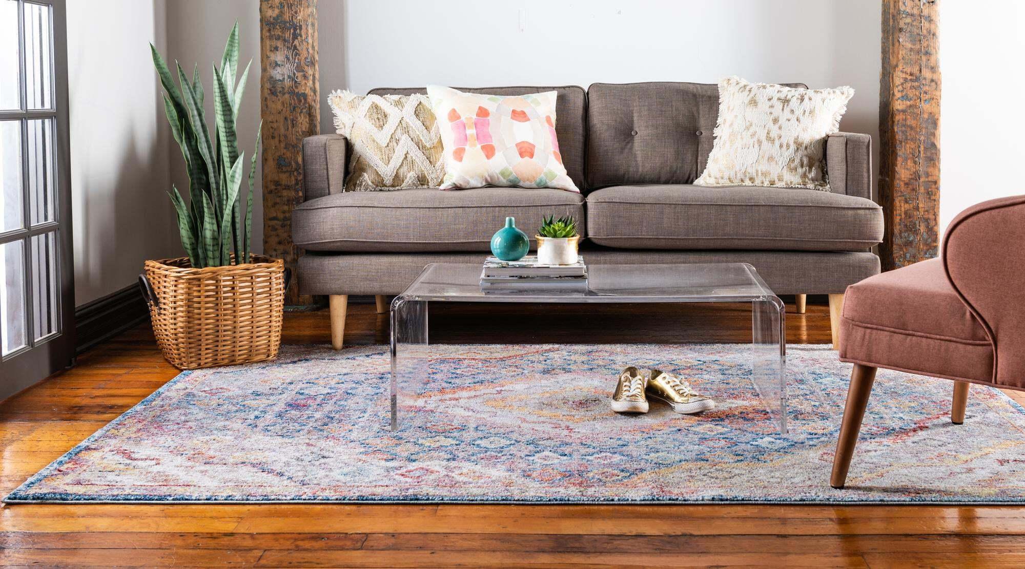 Unique Loom Indoor Rugs - Brighton Medallion Rectangular 9x12 Rug Blue & Beige
