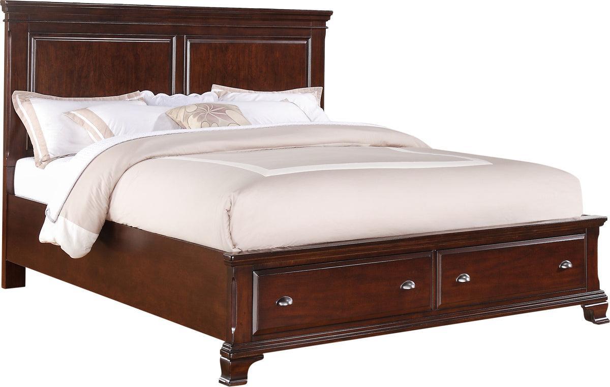 Elements Bedroom Sets - Brinley Cherry King Storage 4PC Bedroom Set