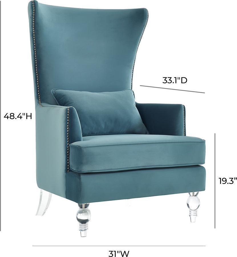 Tov Furniture Accent Chairs - Bristol Sea Blue Tall Chair Transparent & Sea Blue