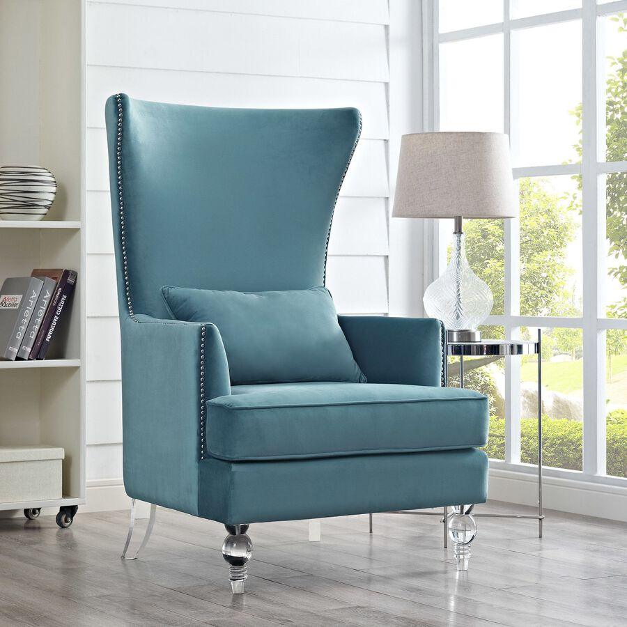 Tov Furniture Accent Chairs - Bristol Sea Blue Tall Chair Transparent & Sea Blue