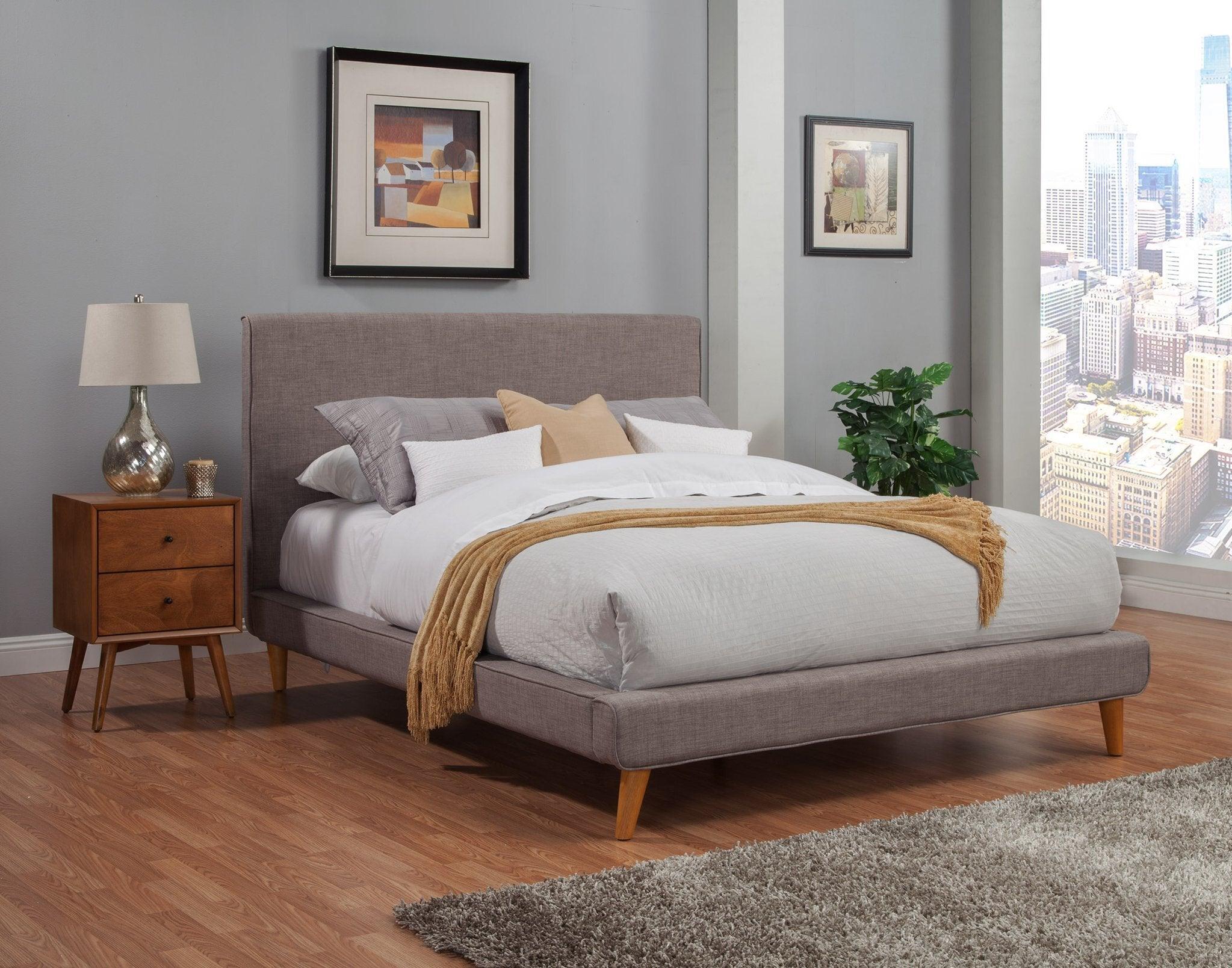 Alpine Furniture Beds - Britney California King Upholstered Platform Bed Dark Gray