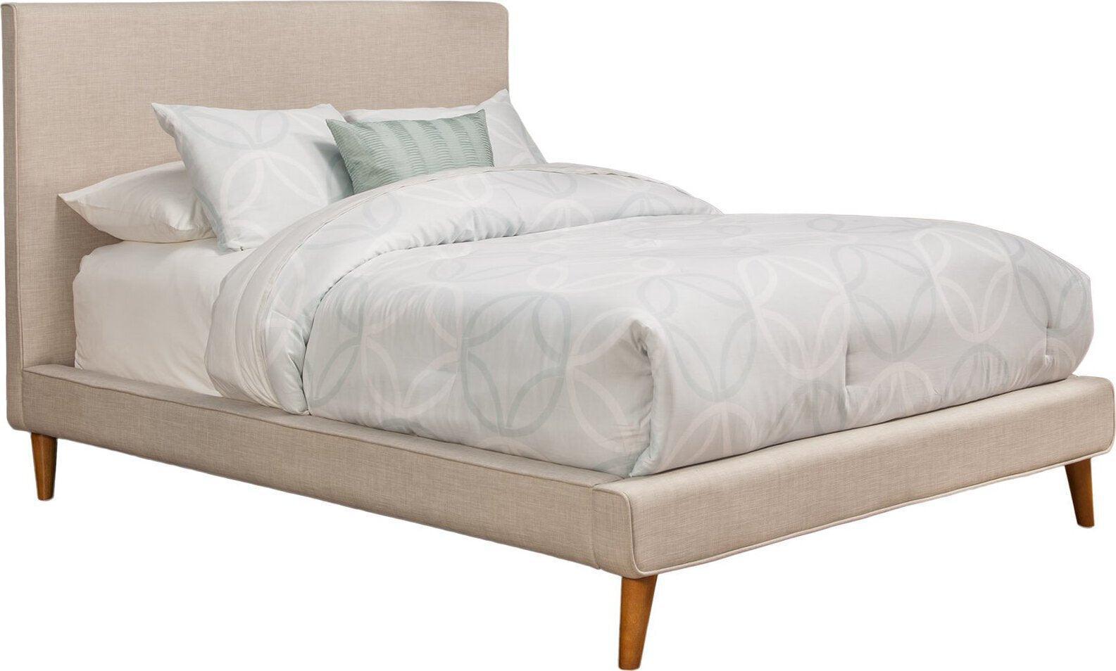 Alpine Furniture Beds - Britney Full Upholstered Platform Bed Light Gray Linen