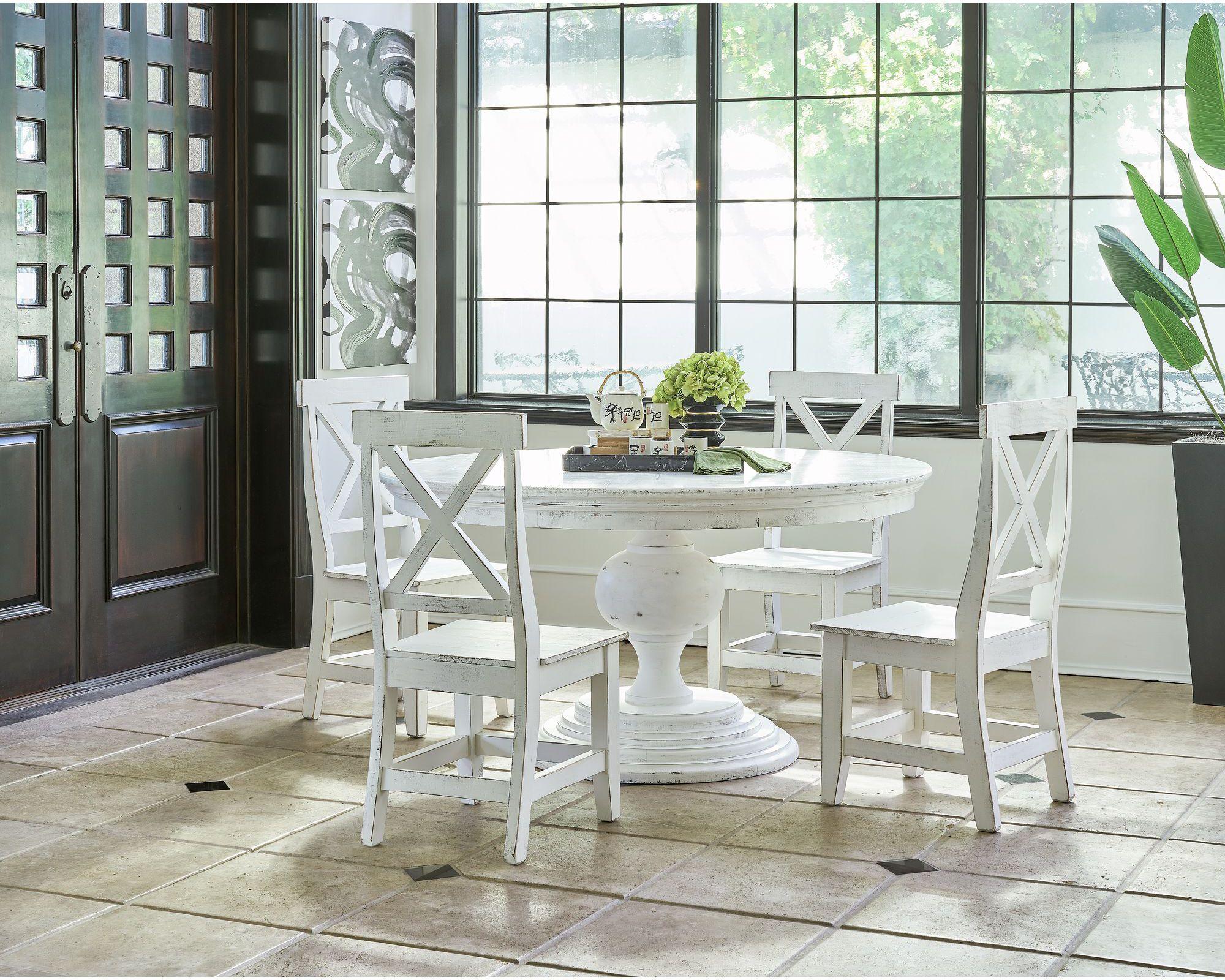 Elements Dining Sets - Brixton Calinda Dining 5PC Set- Table & Four Chairs in White