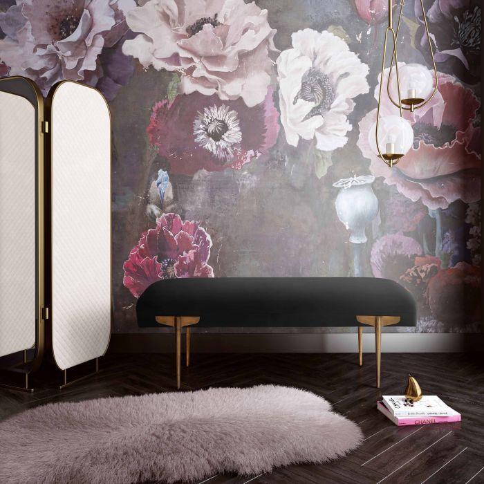 Tov Furniture Benches - Brno Black Velvet Bench