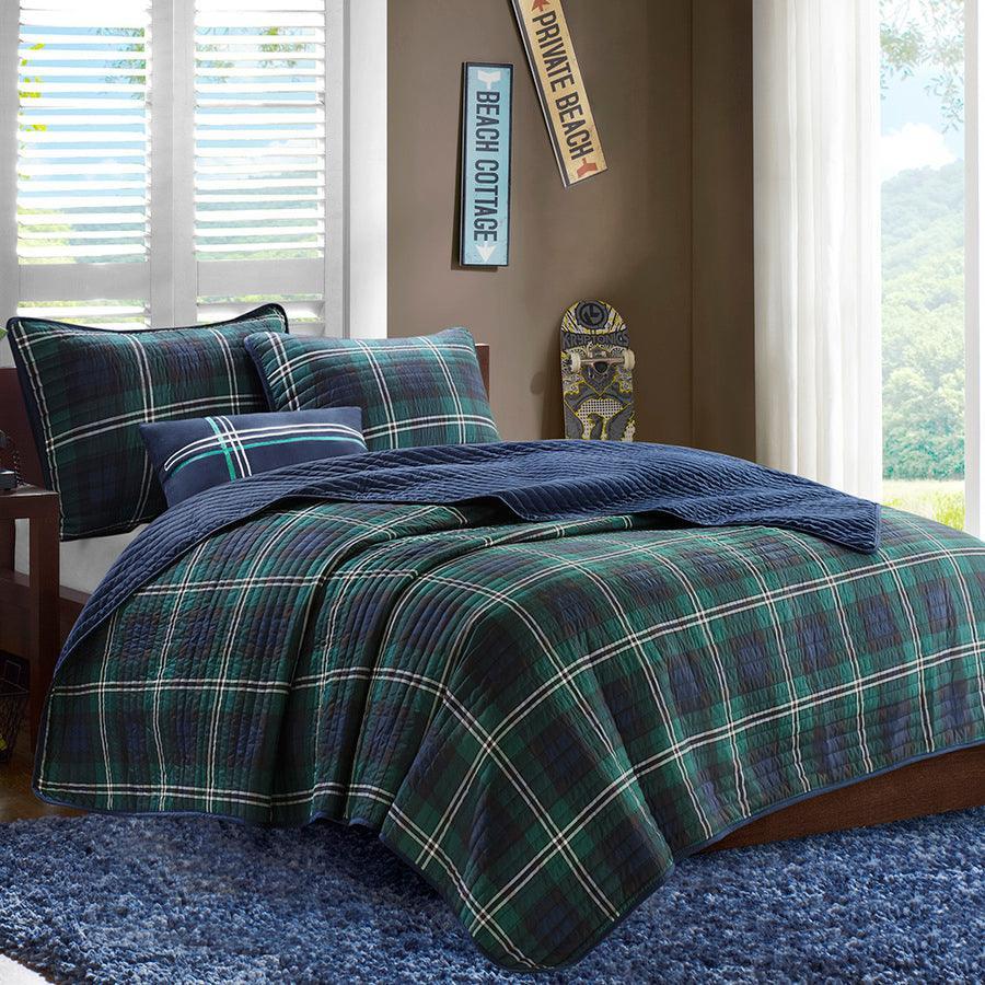 Olliix.com Comforters & Blankets - Brody Twin/Twin XL Reversible Coverlet Set Blue