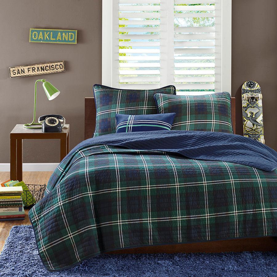 Olliix.com Comforters & Blankets - Brody Twin/Twin XL Reversible Coverlet Set Blue