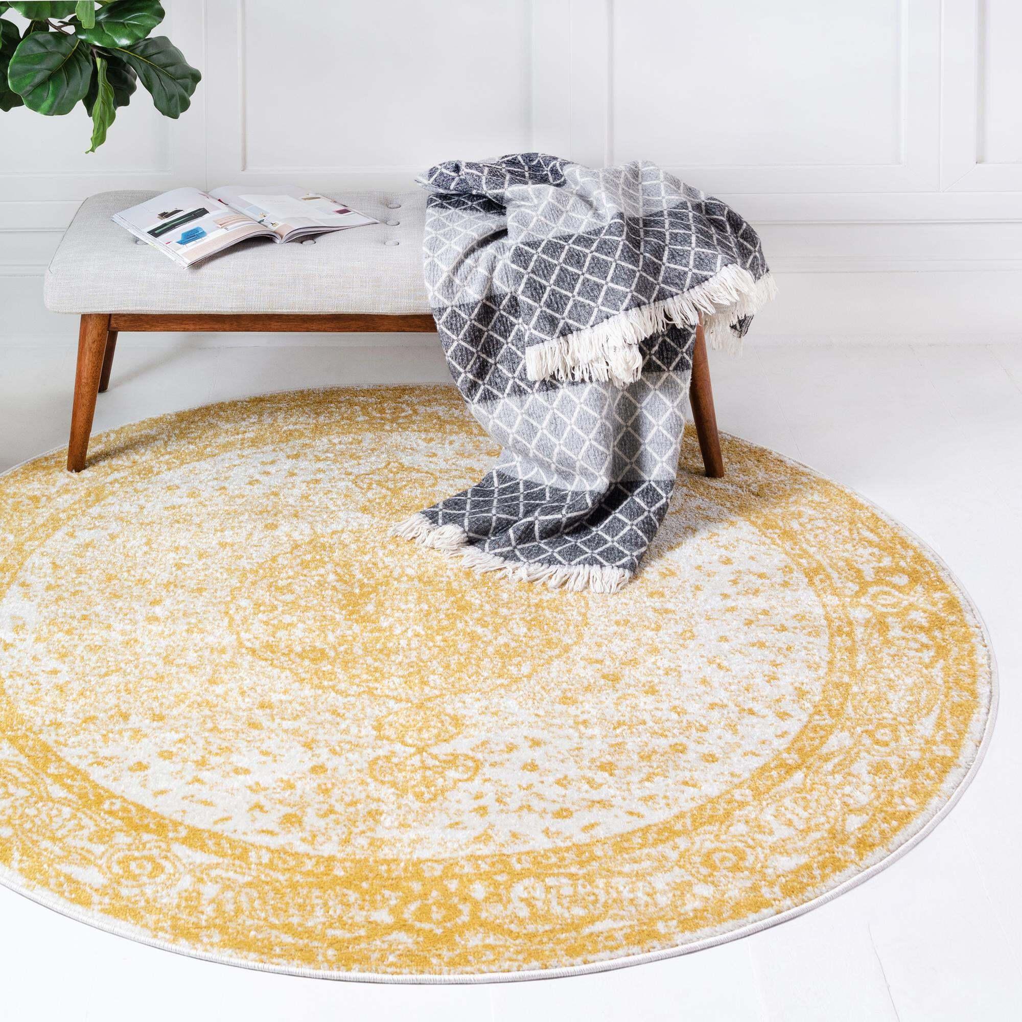 Unique Loom Indoor Rugs - Bromley 5' x 5' Round Rug Yellow