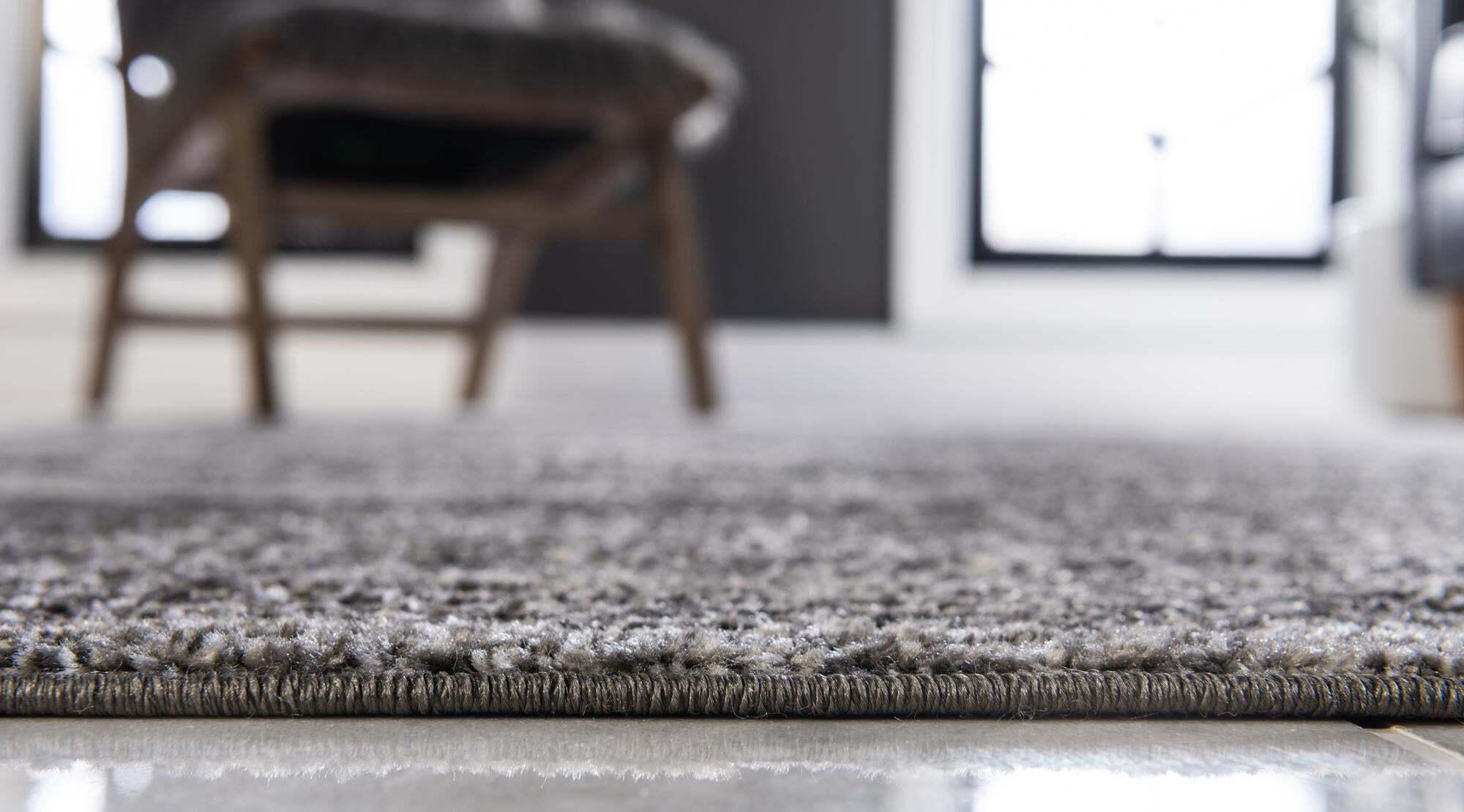Unique Loom Indoor Rugs - Bromley Border Rectangular 8x10 Rug Dark Gray & Ivory