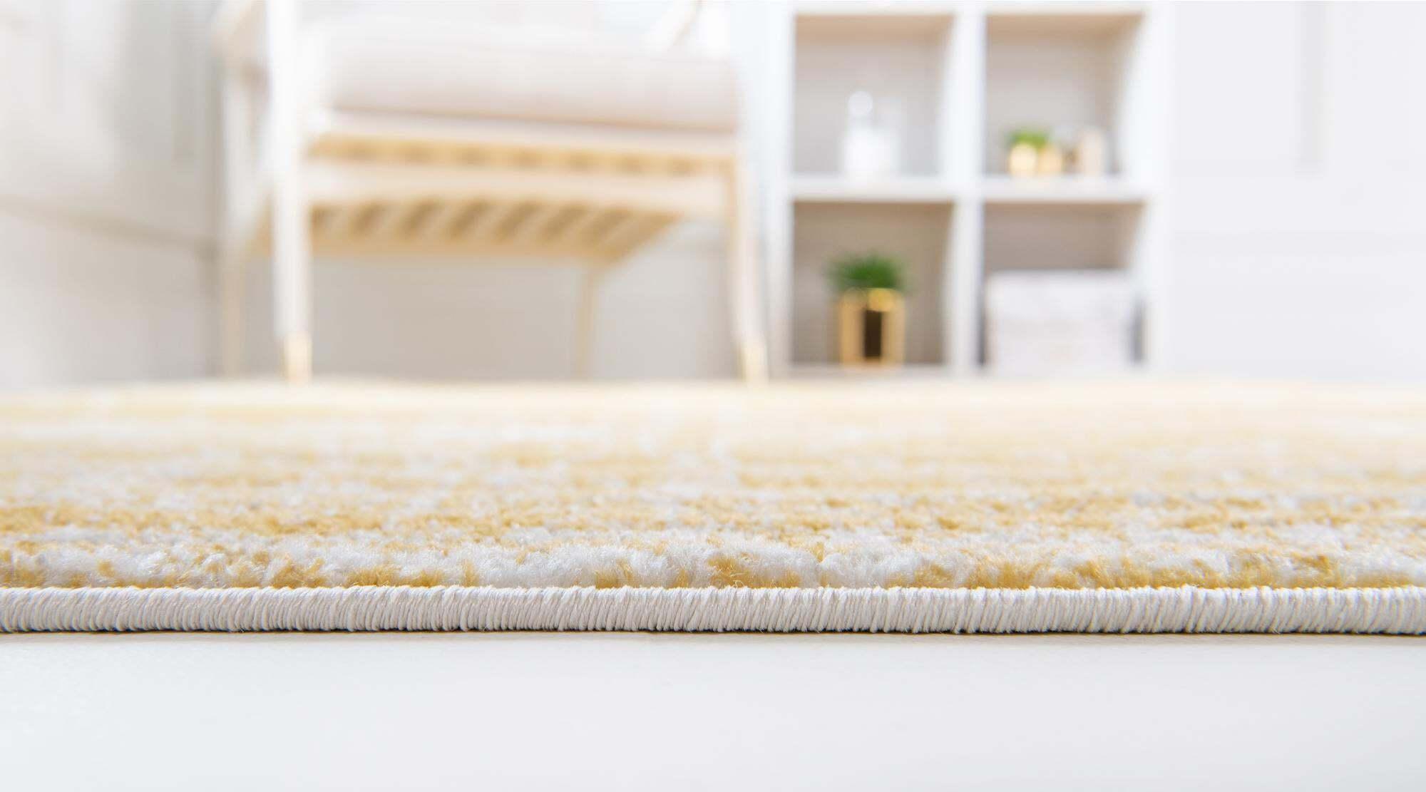 Unique Loom Indoor Rugs - Bromley Border Rectangular 8x10 Rug Yellow & Ivory