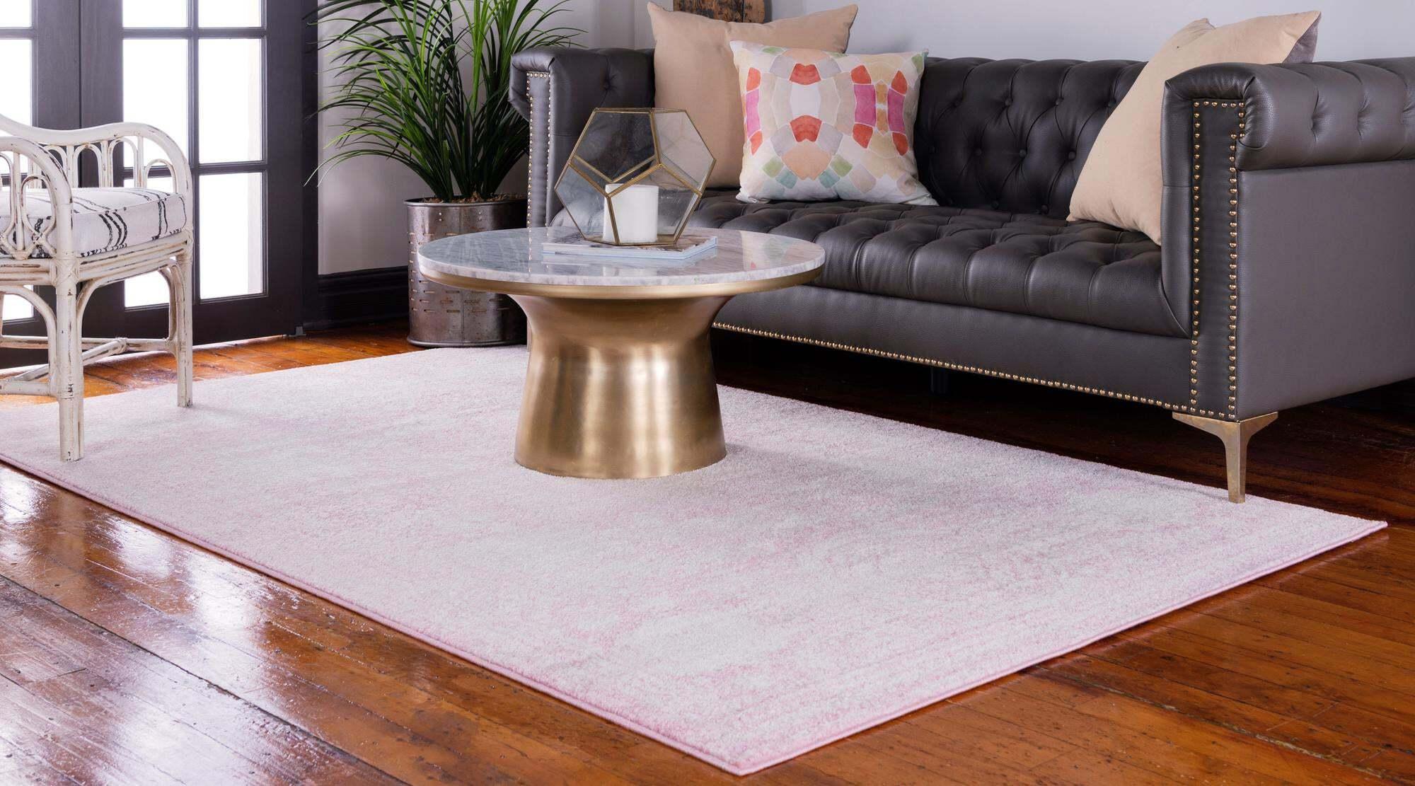 Unique Loom Indoor Rugs - Bromley Border Rectangular 8x11 Rug Pink & Ivory