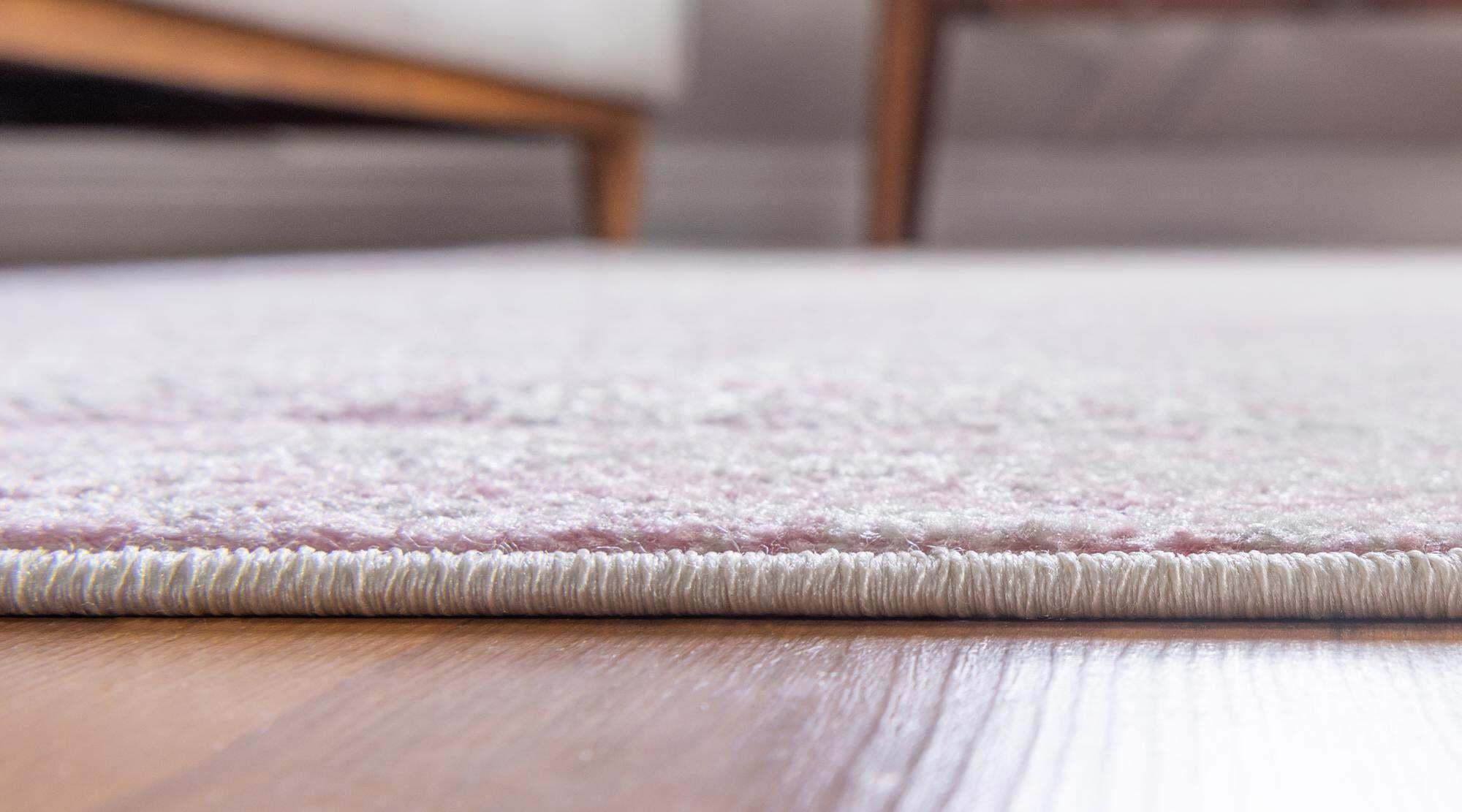 Unique Loom Indoor Rugs - Bromley Border Rectangular 8x11 Rug Pink & Ivory
