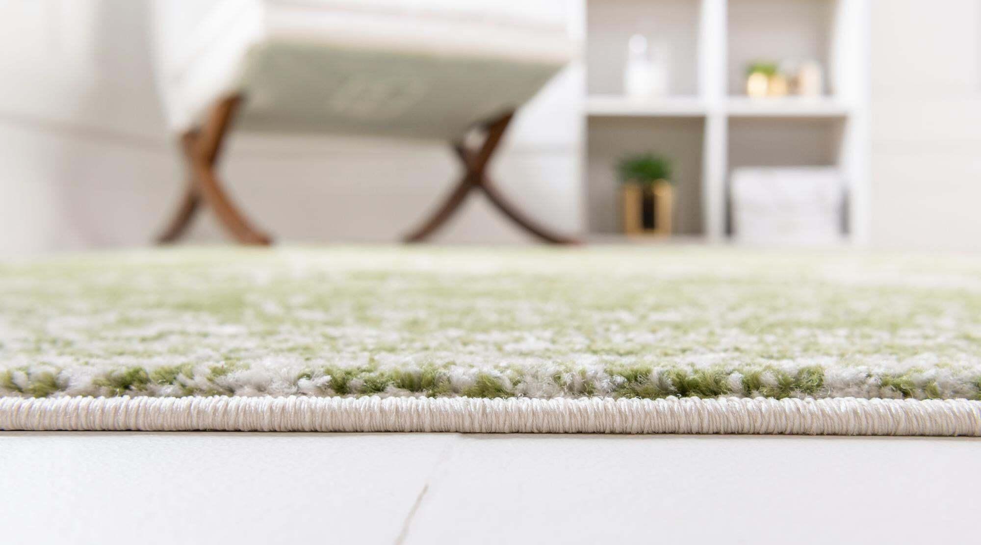 Unique Loom Indoor Rugs - Bromley Border Rectangular 9x12 Rug Green & Ivory