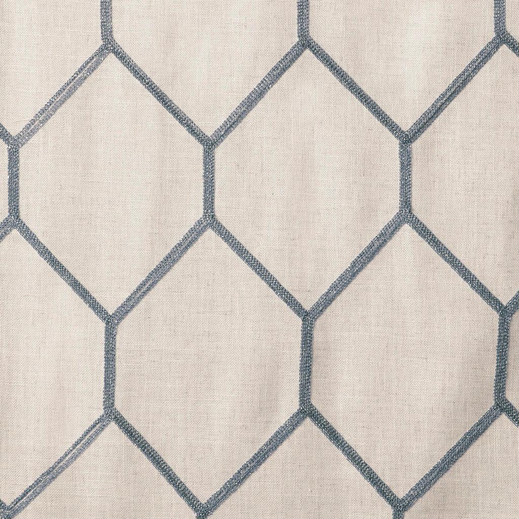 Olliix.com Curtains - Brooklyn 95" Metallic Geo Embroidered Window Panel Gray