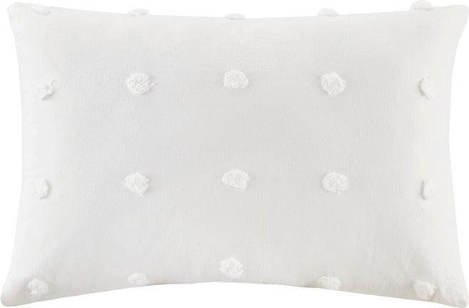 Olliix.com Pillows - Brooklyn Casual Cotton Jacquard Pom Pom Oblong Pillow 14"W x 20"L Charcoal
