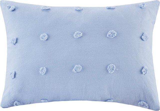 Olliix.com Pillows - Brooklyn Casual Cotton Jacquard Pom Pom Oblong Pillow 14"W x 20"L Indigo Blue