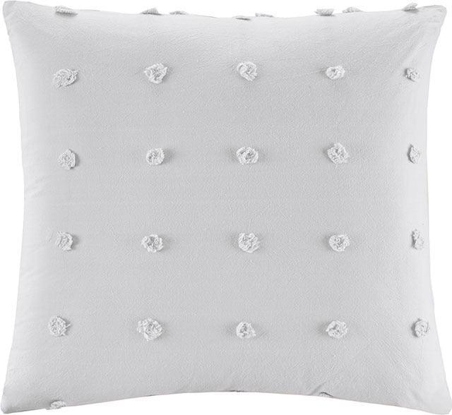 Olliix.com Pillows - Brooklyn Casual Cotton Jacquard Pom Pom Square Pillow 20"W x 20"L Charcoal