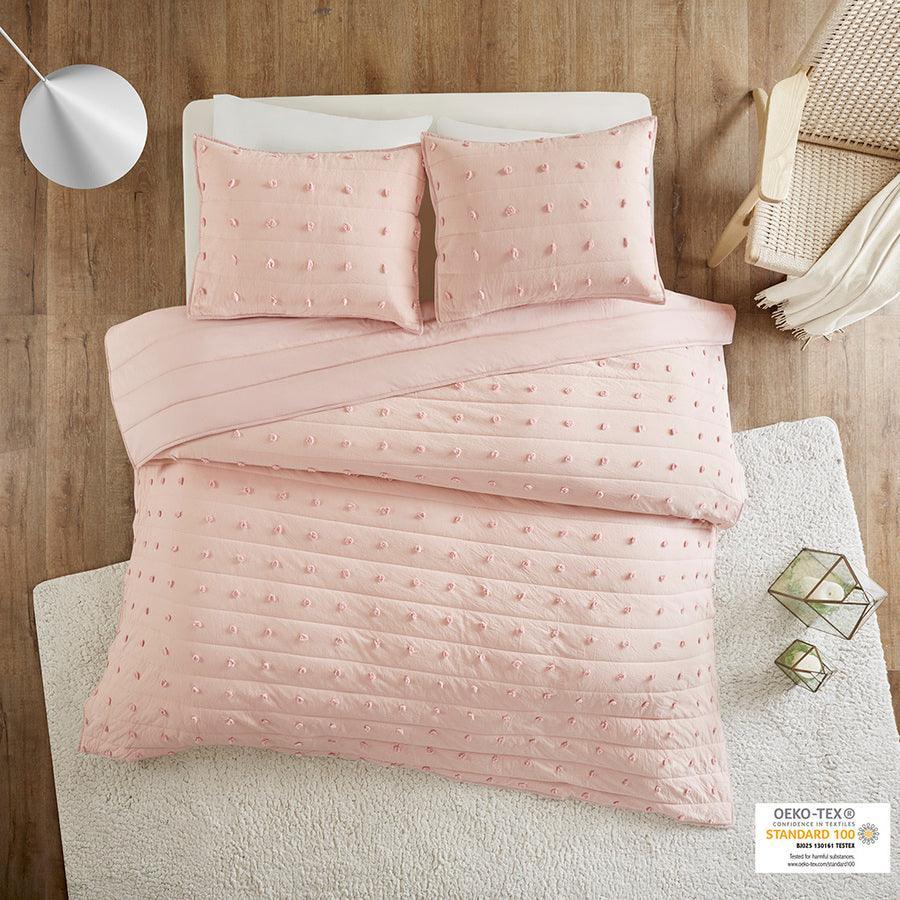 Olliix.com Comforters & Blankets - Brooklyn Cottage/Country Cotton Jacquard Coverlet Set King/Cal King Pink