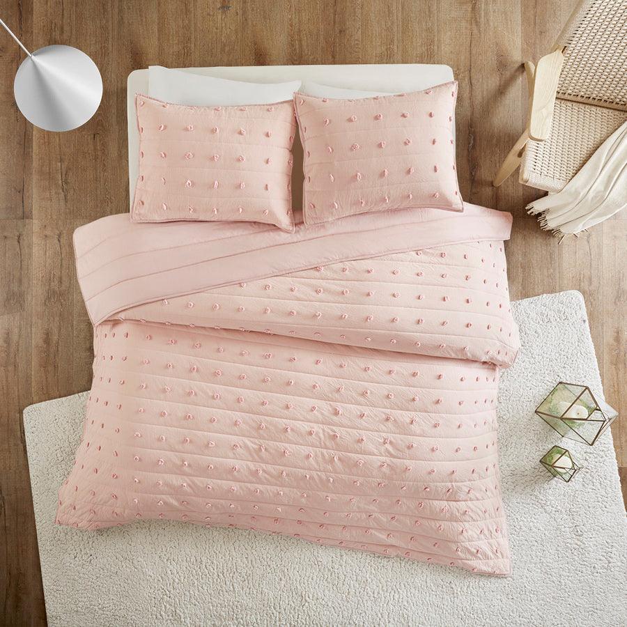 Olliix.com Comforters & Blankets - Brooklyn Cottage/Country Cotton Jacquard Coverlet Set King/Cal King Pink