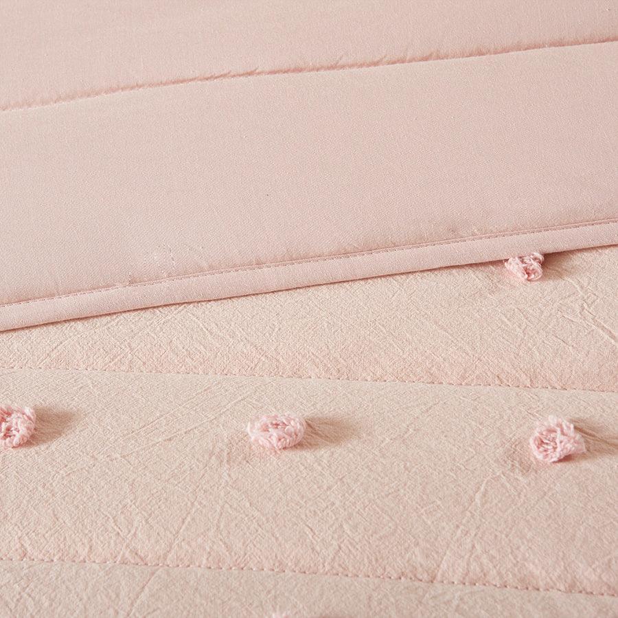 Olliix.com Comforters & Blankets - Brooklyn Cottage/Country Cotton Jacquard Coverlet Set King/Cal King Pink