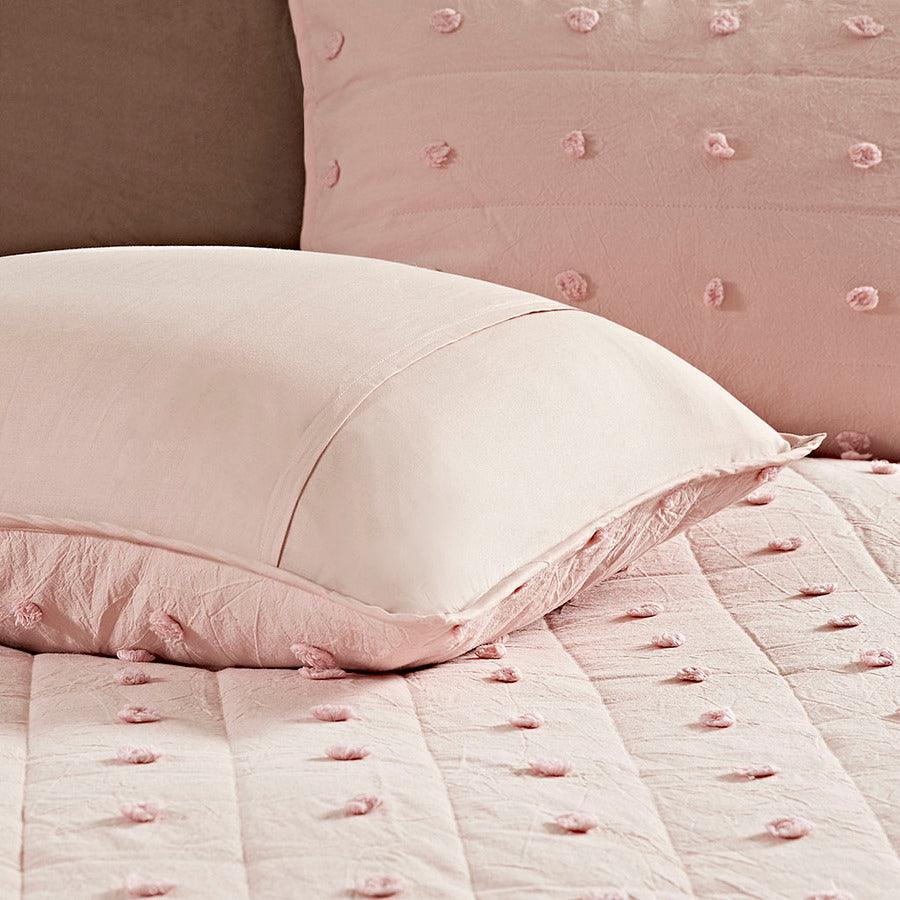 Olliix.com Comforters & Blankets - Brooklyn Cottage/Country Cotton Jacquard Coverlet Set King/Cal King Pink