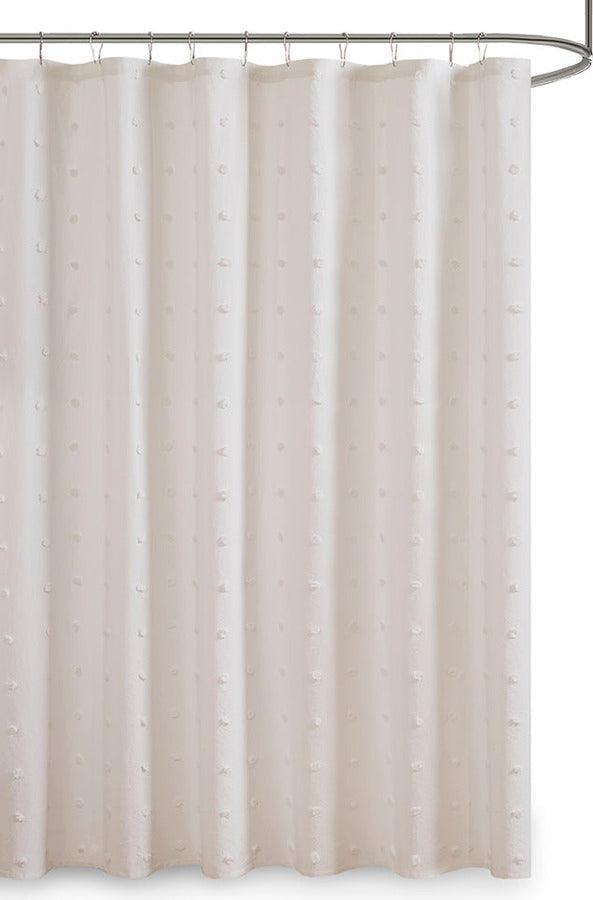 Olliix.com Shower Curtains - Brooklyn Cotton Jacquard Pom Pom Shower Curtain Ivory