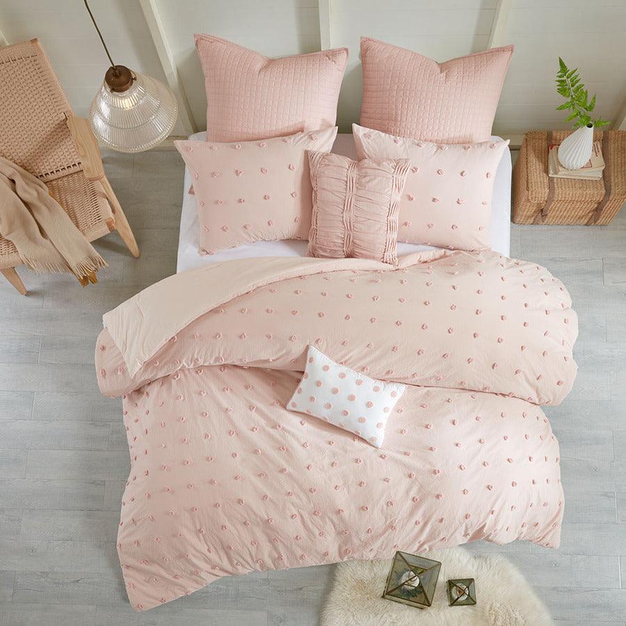 Olliix.com Comforters & Blankets - Brooklyn King/California King Cotton Jacquard Comforter Set Pink