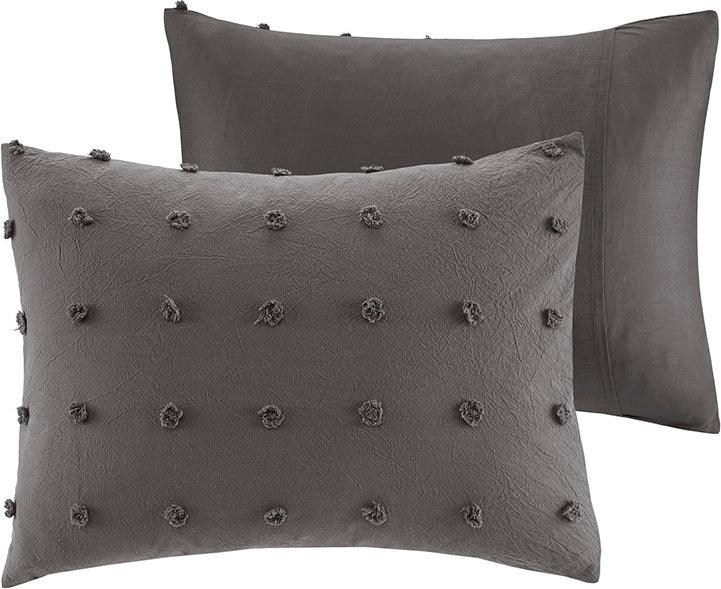 Olliix.com Comforters & Blankets - Brooklyn Modern Cotton Jacquard Comforter Set Charcoal King/Cal King