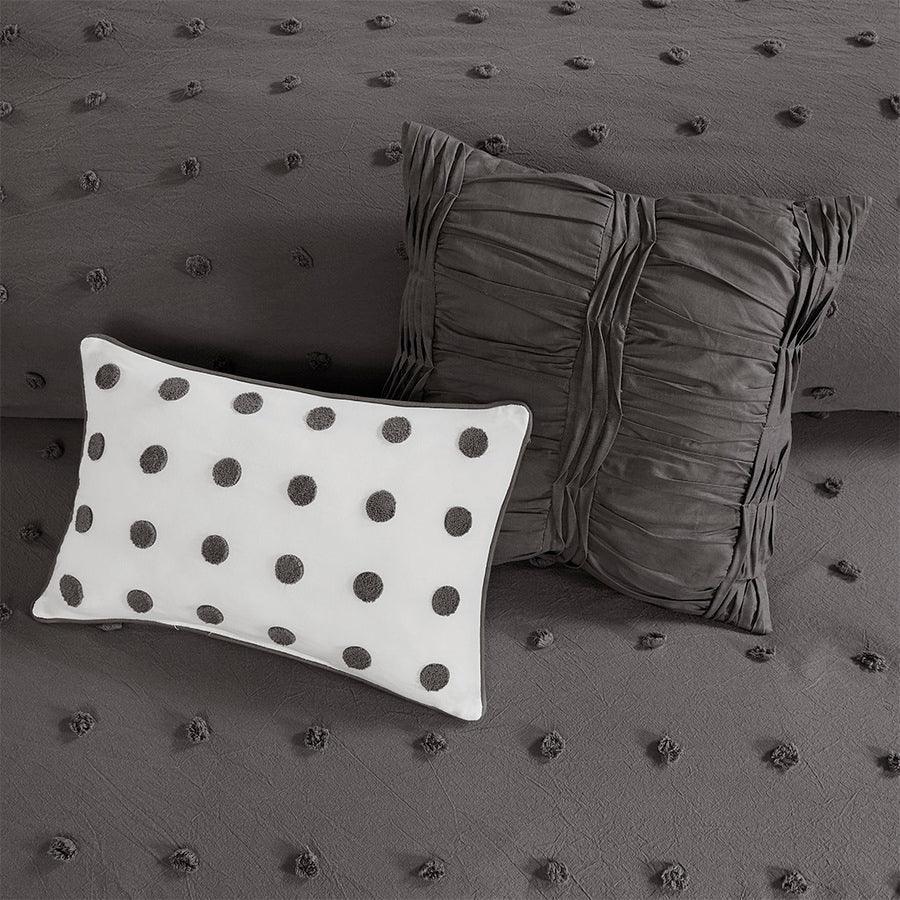 Olliix.com Comforters & Blankets - Brooklyn Modern Cotton Jacquard Comforter Set Charcoal King/Cal King