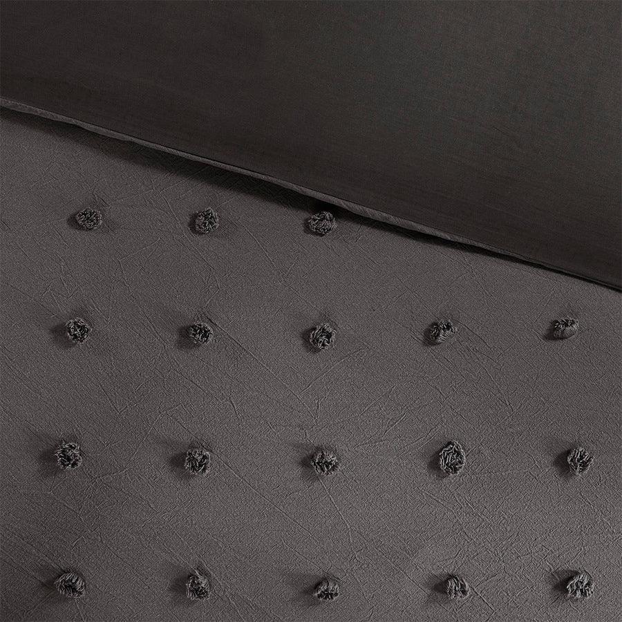 Olliix.com Comforters & Blankets - Brooklyn Modern Cotton Jacquard Comforter Set Charcoal King/Cal King