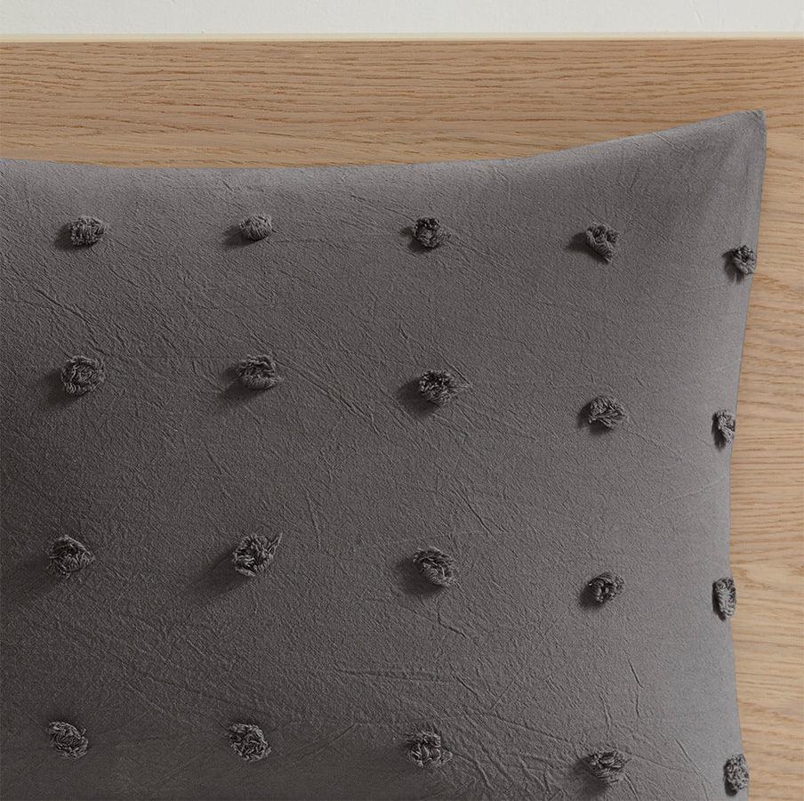Olliix.com Comforters & Blankets - Brooklyn Modern Cotton Jacquard Comforter Set Charcoal King/Cal King