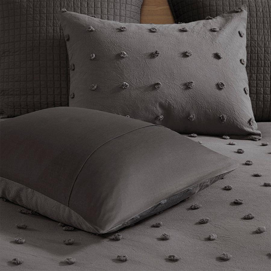 Olliix.com Comforters & Blankets - Brooklyn Modern Cotton Jacquard Comforter Set Charcoal King/Cal King