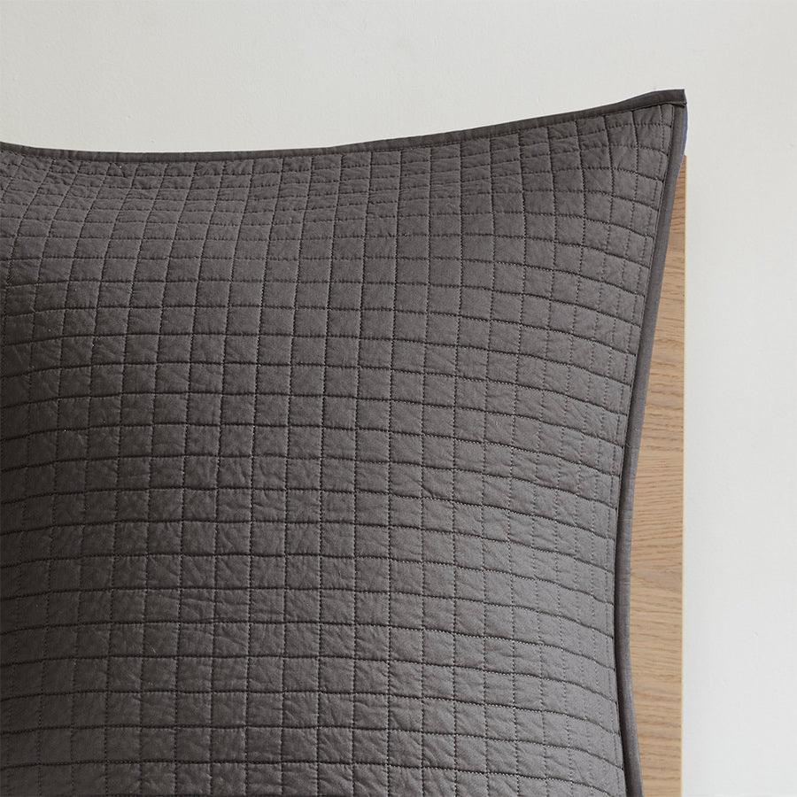 Olliix.com Comforters & Blankets - Brooklyn Modern Cotton Jacquard Comforter Set Charcoal King/Cal King