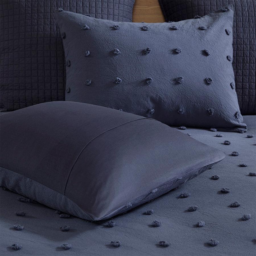 Olliix.com Duvet & Duvet Sets - Brooklyn Shabby Chic Cotton Jacquard Duvet Cover Set Indigo Full/Queen Indigo Blue