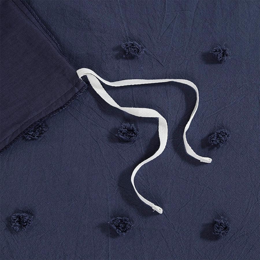 Olliix.com Duvet & Duvet Sets - Brooklyn Shabby Chic Cotton Jacquard Duvet Cover Set Indigo Full/Queen Indigo Blue