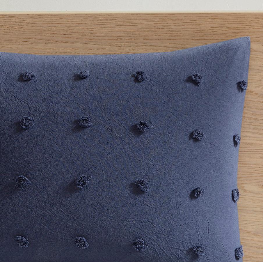 Olliix.com Duvet & Duvet Sets - Brooklyn Shabby Chic Cotton Jacquard Duvet Cover Set Indigo Full/Queen Indigo Blue
