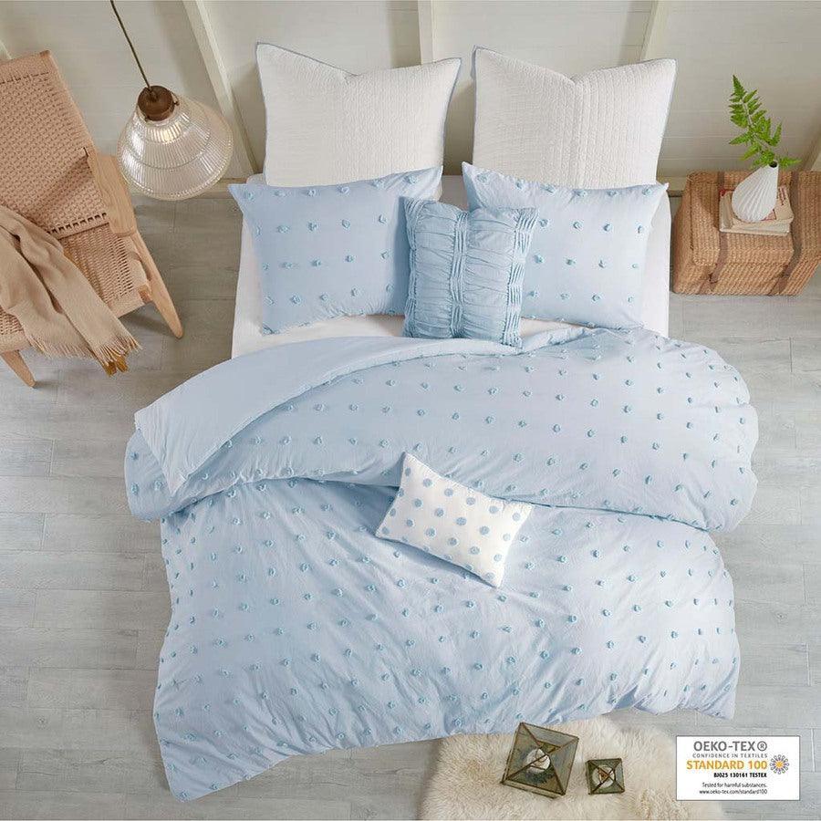 Olliix.com Duvet & Duvet Sets - Brooklyn Shabby Chic Cotton Jacquard Duvet Cover Set King/Cal King Blue