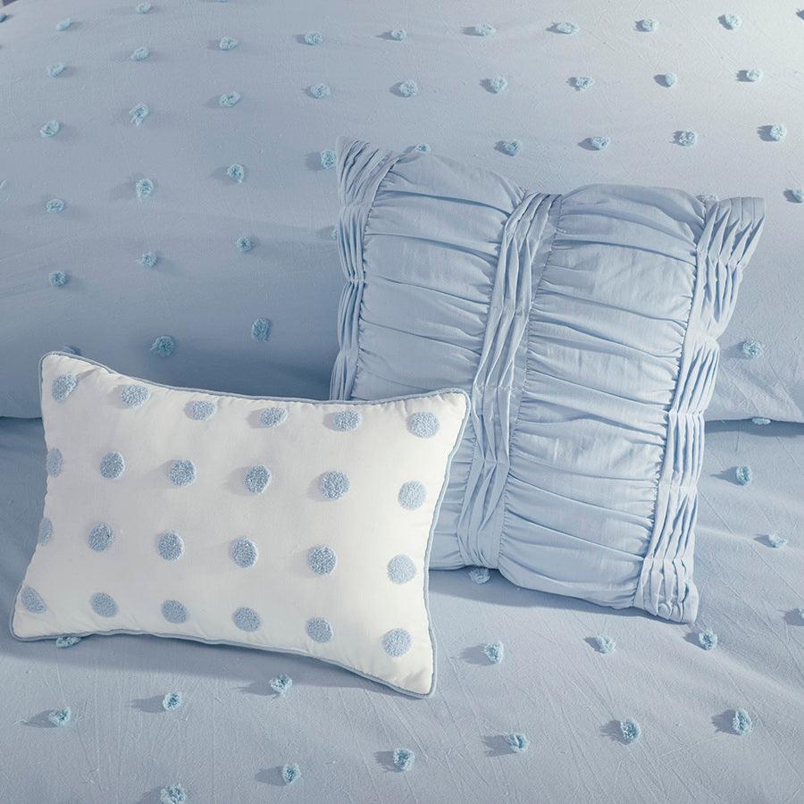 Olliix.com Duvet & Duvet Sets - Brooklyn Shabby Chic Cotton Jacquard Duvet Cover Set King/Cal King Blue